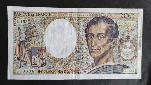 France billet de 200 Francs Montesquieu de 1992 L.152 ref : F.70/12c