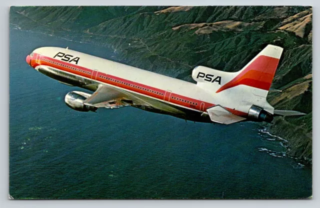 PSA  L-1011 1975 California Pacific Southwest Airlines vintage Postcard