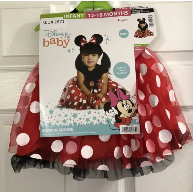 Disney Baby Minnie Mouse 2 Piece Infant/Toddler Costume Size 12-18 Months NEW