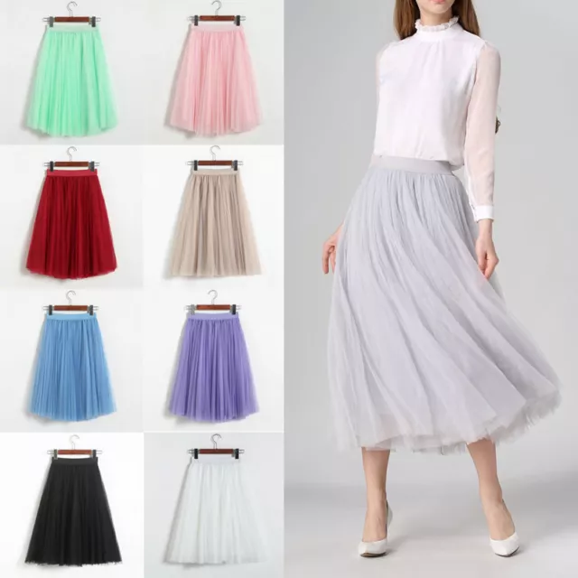 Sweet Style 3 Layers Tutu Skirt Princess Women Petticoat Ballet Tulle Long Dress 2