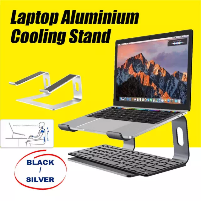 Portable Aluminium Laptop Stand Tray Holder Cooling Riser For 11”-15.4” MacBook