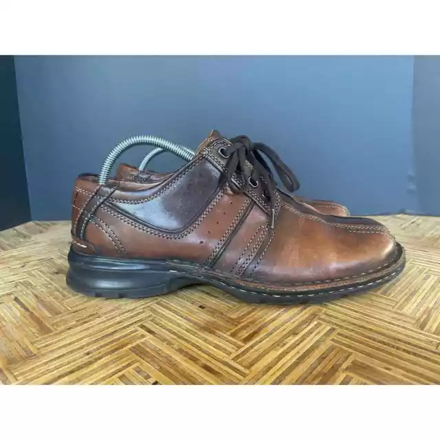MENS CLARKS TOUAREG Vibe Brown Leather Shoes Size 8M $35.00 - PicClick
