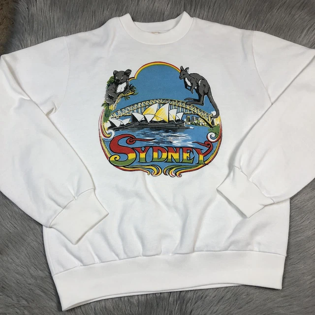Vintage Sydney Australia Tourist Novelty White Crew Neck Sweater Opera House
