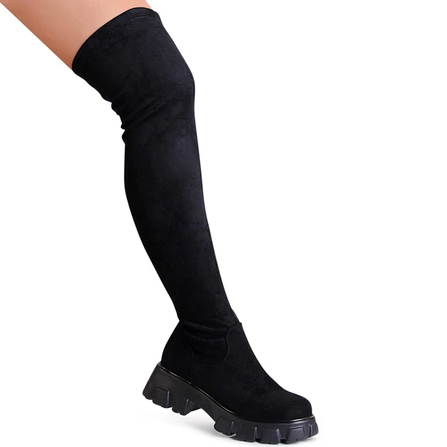 FEMMES PLATEFORME CUISSARDES Derbe Cuissardes Velours Bottes