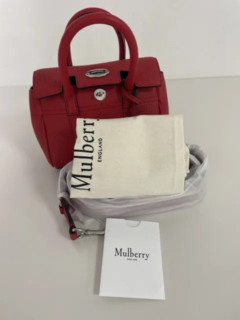 Mulberry Mini Bayswater in Lancaster Red Heavy grain