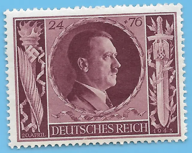 GERMANY WW2 GERMAN 1943 Swastika Adolf Hitler 24+76 Stamp WW2 Era Mi ...