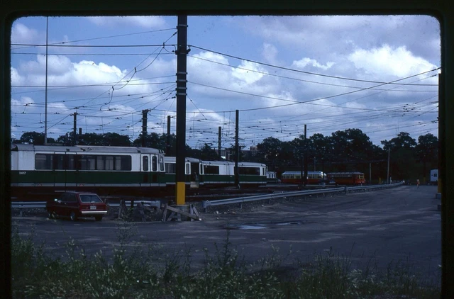 Trolley Slide - Boston MBTA Riverside Car House Yard 1979 LRV Train Cars