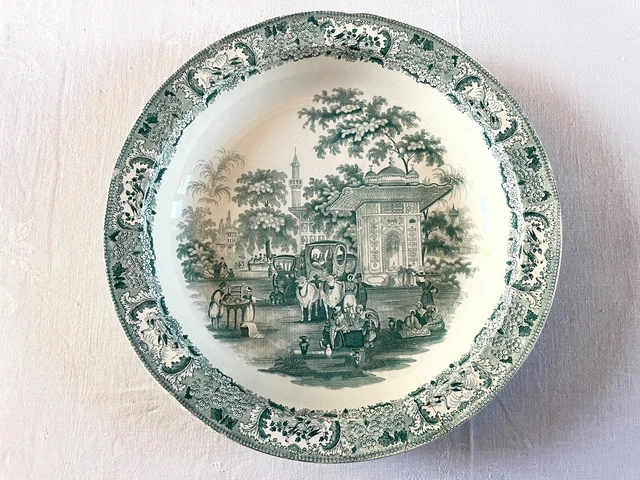 Ancien Dessous-de-plat Rond En Céramique Verte - Décor Canard - Vintage