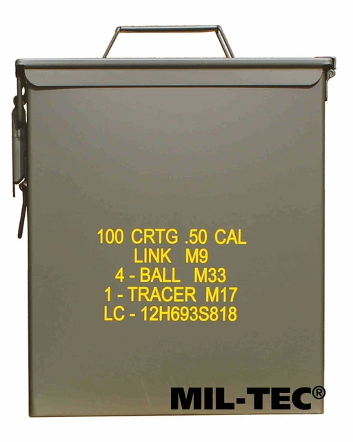 M19A1 Contenitore Per Munizioni 30 Cal – Acciaio Ermetico Impermeabile – Certificazione Militare – 28x9,7x18,4 Cm – Con Impugnatura E Guarnizione