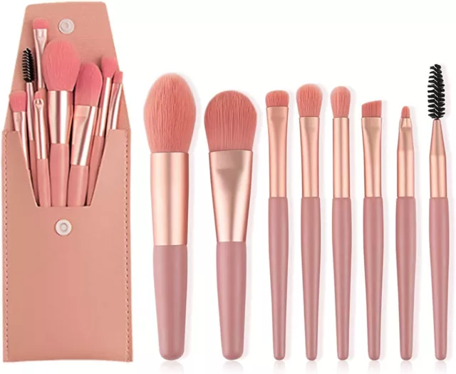 Set di 8 Pennelli per Make Up Professionali Astuccio con Applicatori per Trucchi