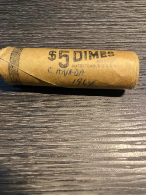 1964 Canadian dimes. Roll of 50