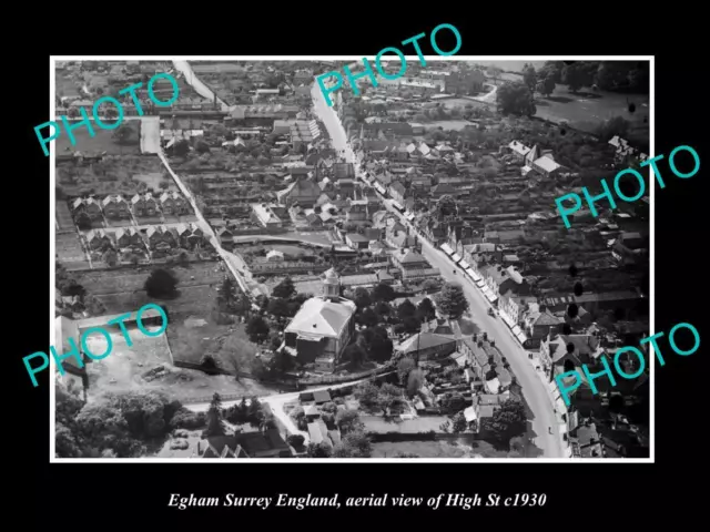 OLD 8x6 HISTORIC PHOTO OF EGHAM SURREY ENGLAND AERIAL VIEW OF HIGH ST c1930 1