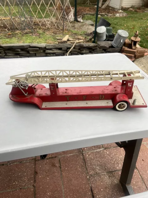 Vintage Tonka Tfd Aerial Ladder Fire Truck Back Pressed Steel