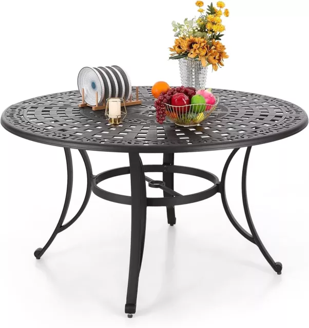 Patio Dining Table Cast Aluminum Outdoor Table Round for 6 Person