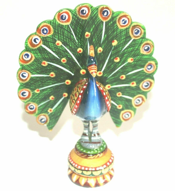 Dancing Peacock Rare Indian Hand Crafted Wooden Statue Best Quality Souvenirs