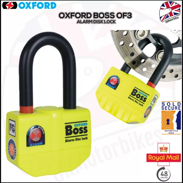 Oxford Boss 14mm Motorcycle Disc Lock Alarm Strong Motorbike Thatcham Security