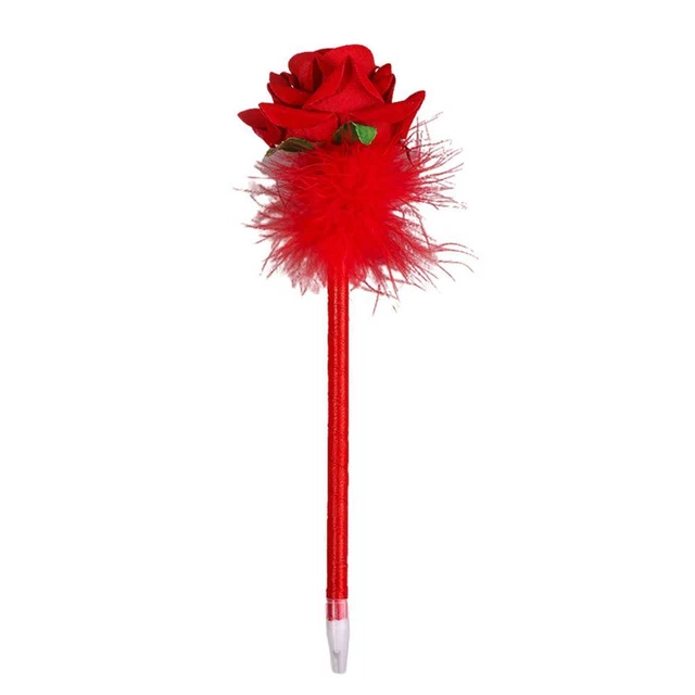 0.7mm Blue Ink Flocked Rose Pen Flower Pencils Ballpoint Pens Neutral Pencil