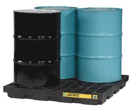JUSTRITE 28657 Drum Spill Containment Pallet, 49 gal Spill Capacity, 4 Drum,