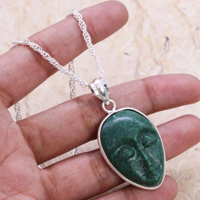Goddess Face 925 Silver Plated Handmade Necklace of 16" Ethnic Gift