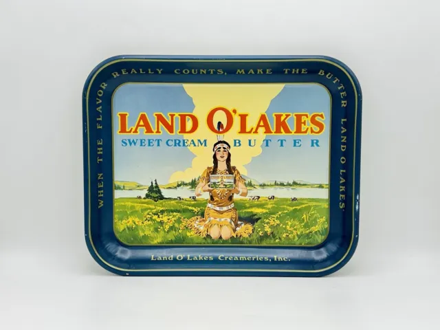 Vtg Land O'Lakes Sweet Cream Butter Retired Logo 13" Metal Advertising Tray EXC!