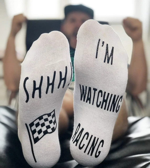 'Shhh I'm Watching Racing' Funny Lounge/ankle Socks - Great gift for racing fans 2