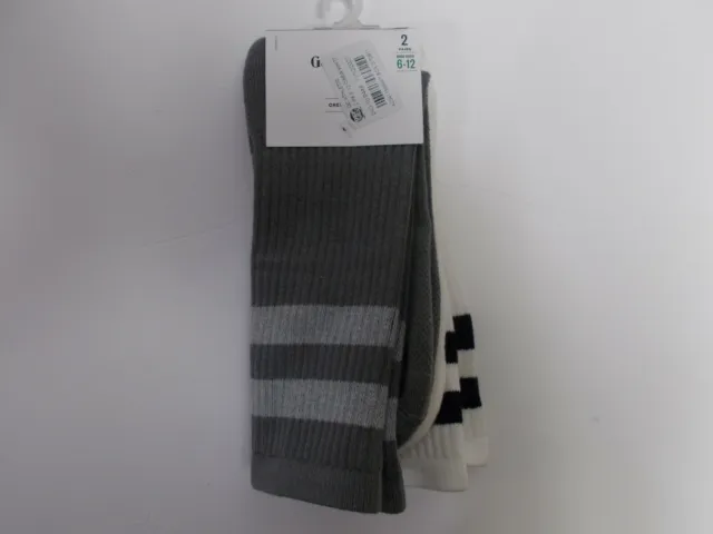 NEW 2 Pairs Mens Goodfellow crew socks gray black and white 6-12