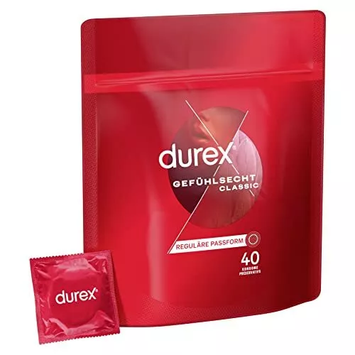 Durex Gefühlsecht Kondome - hauchzartes Kondom für intensives Empfinden 40 Stück