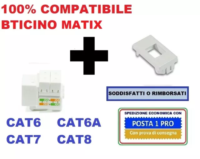 presa di rete dati rj45 cat6 cat6a cat7 cat8 compatibile bticino matix bianco
