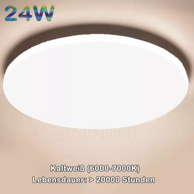LED Deckenlampe Deckenleuchte Decken Lampe Silber klein 24W Kaltweiß Design LED