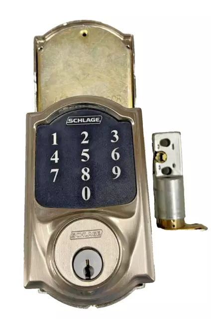 Schlage BE468 Satin Nickel Connected Touch Screen Deadbolt Lock with backup key