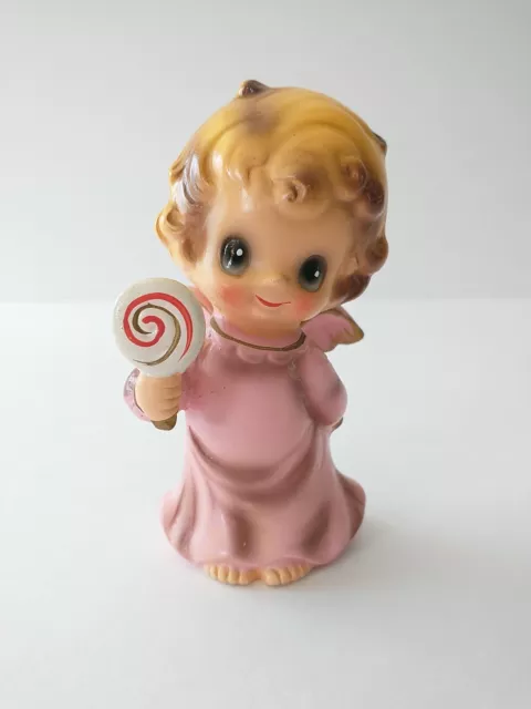 Vntg Josef Originals Wee Folks Figurine Pink Angel w Lollipops Big Eyes Japan