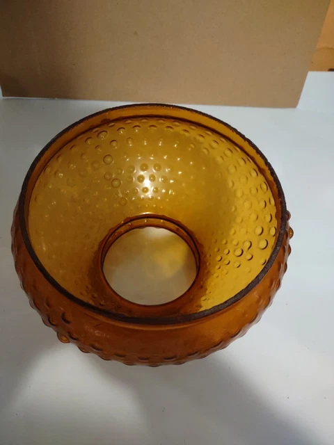 Vintage Hobnail Amber Glass Lamp Shade GWTW Oil Lamp Student Lamp Hurricane 3