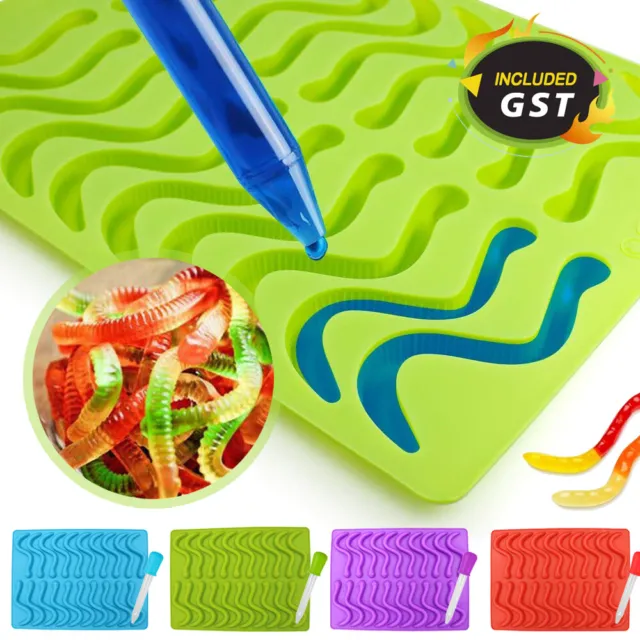 Gummie Snake Mold DIY Edible Gummy Snakes Lollies Candy Lolly Silicone Mould
