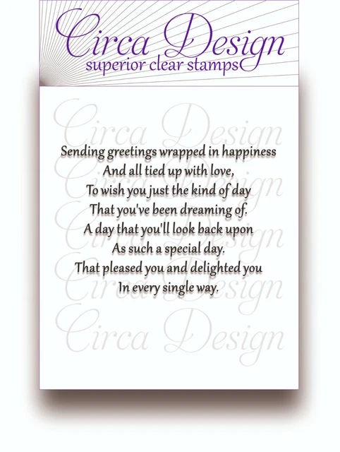 Clear Unmounted Birthday Verse Sentiment Rubber Stamp BDVS89