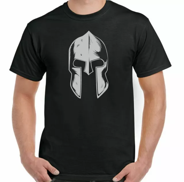 Spartan Helmet Gym T-Shirt Mens Funny Weight Training Top MMA Martial Arts Kit