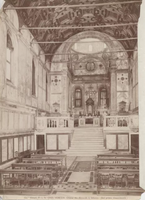 Vintage Albumen Photo Of Santa Maria Dei Miracoli Church Interior -Venice, Italy