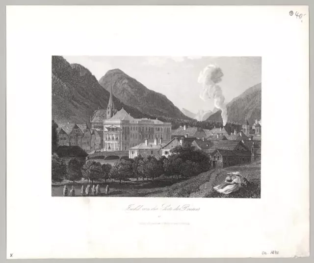 BAD ISCHL - Panoramaansicht - Stahlstich um 1840 2