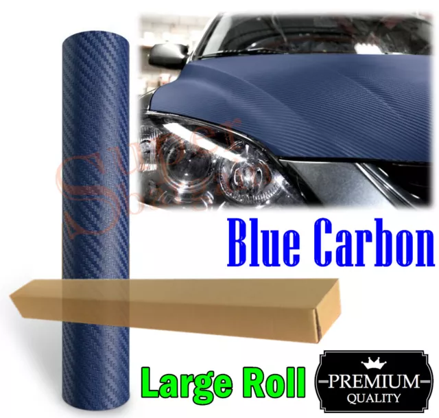 Large Roll Car Vinyl Wrap Sticker Stickers Decals Tint Film Blue Carbon Fibre