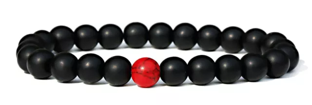 Bracelet de perles en Onyx naturel mat de 8mm, 1 pièce, rouge Turquoise,...