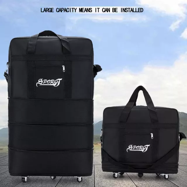 2 Pack 3 layer Expandable Rolling Wheeled Duffle Bag Luggage Spinner Suitcase 13