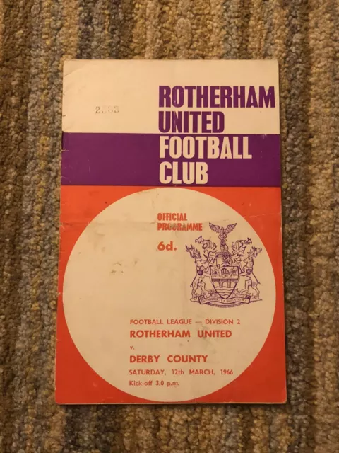 Rotherham United v Derby County - 1965/66 - Division 2 - Match Day Programme