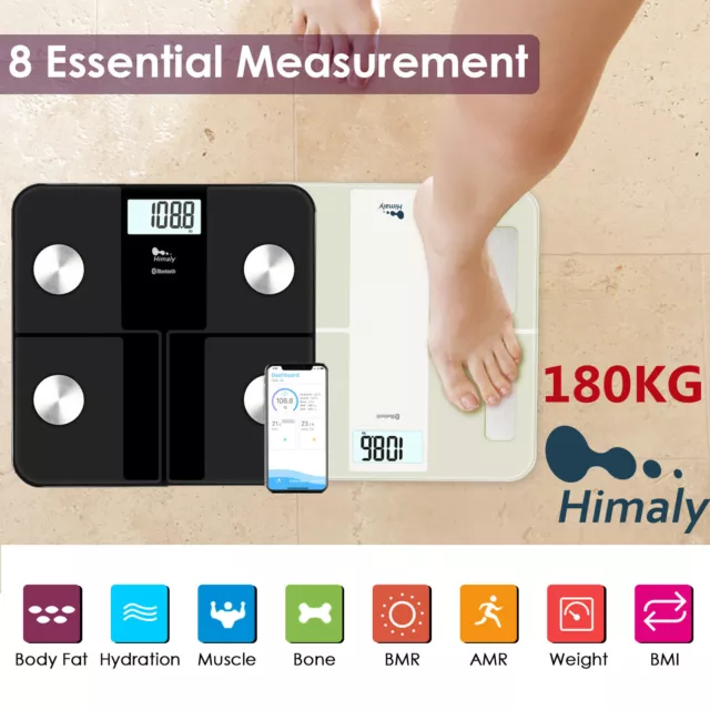 LCD Electronic Digital Bathroom Scales Bluetooth Weighing Smart Body Fat BMI