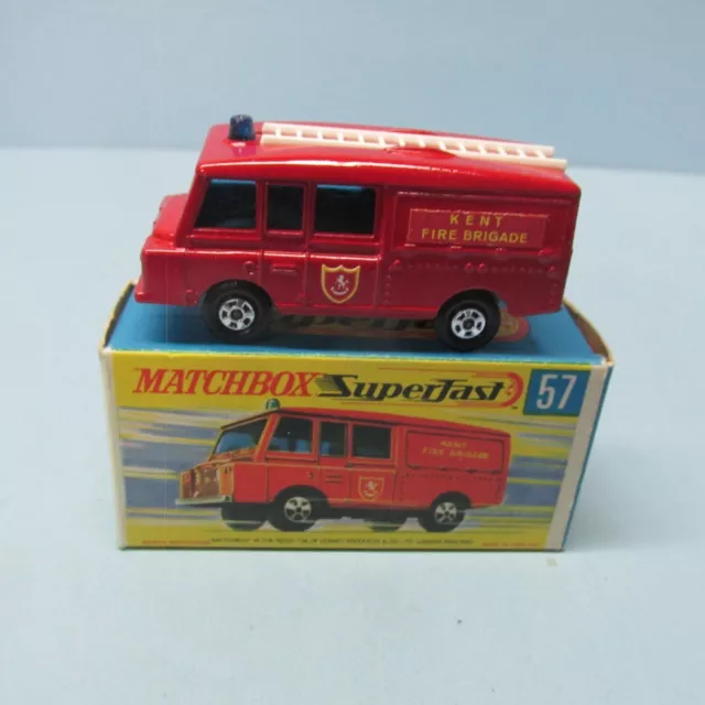 MATCHBOX Superfast 57A Land Rover Fire Truck Red / Fire Labels