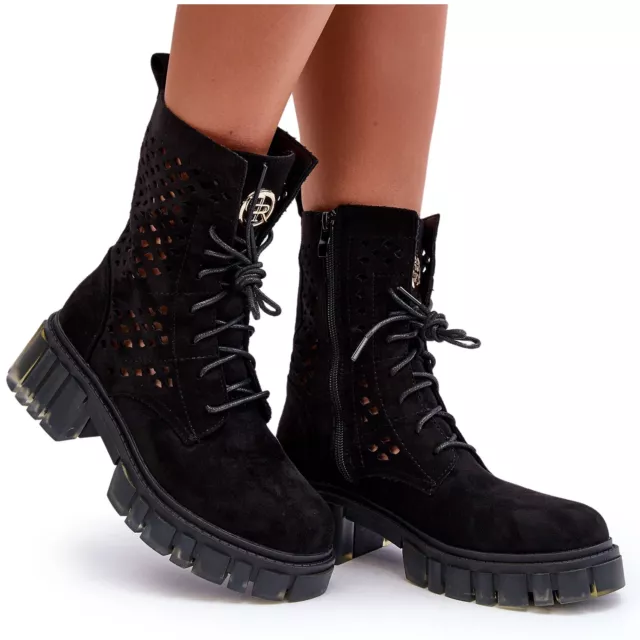 Openwork Boots Workers Black Ideally