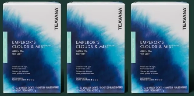 FRESH STOCK Starbucks Teavana Tea Emperor’s Clouds & Mist 3 boxes 36 Sachets