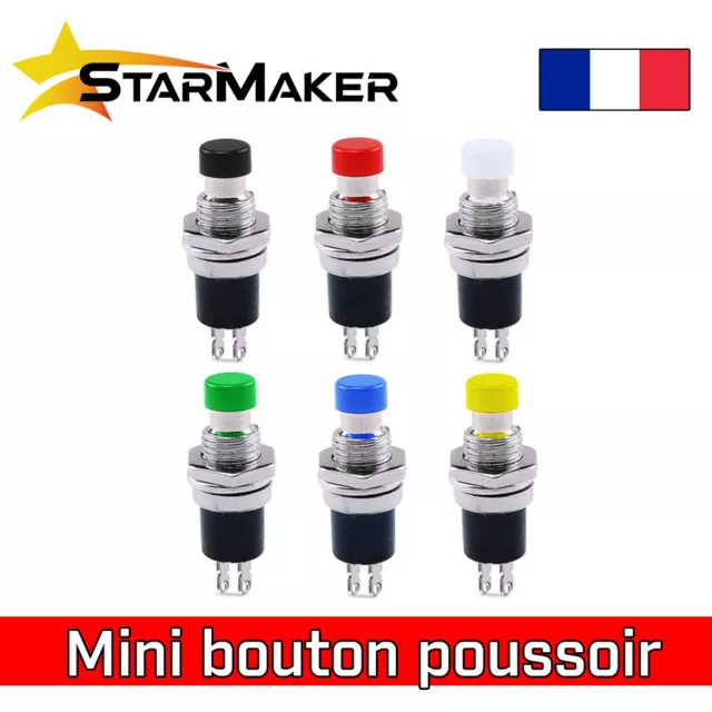 PBS-110 Mini bouton poussoir momentané rond 7 mm - 6 Couleurs