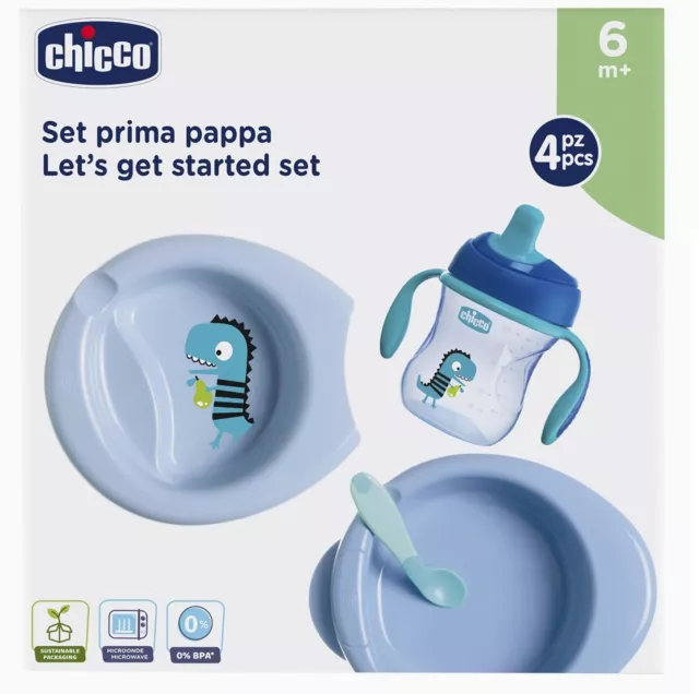 Chicco Baby Geschirrset enthält 2-teiligen Babyteller, Trinkbecher und Entwöhnun