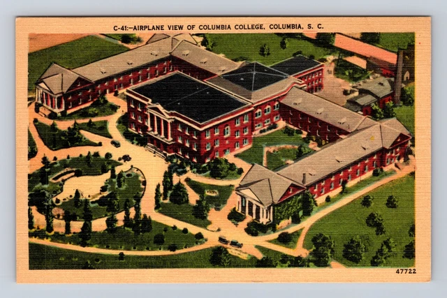 Columbia SC-South Carolina, Aerial Columbia College, Vintage Postcard