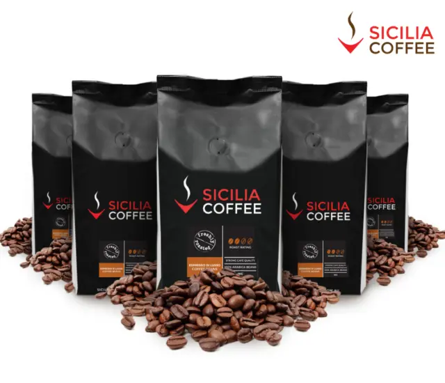 5kg Sicilia Coffee ESPRESSO DI LUSSO Fresh Roasted Coffee Beans, 100% Arabica