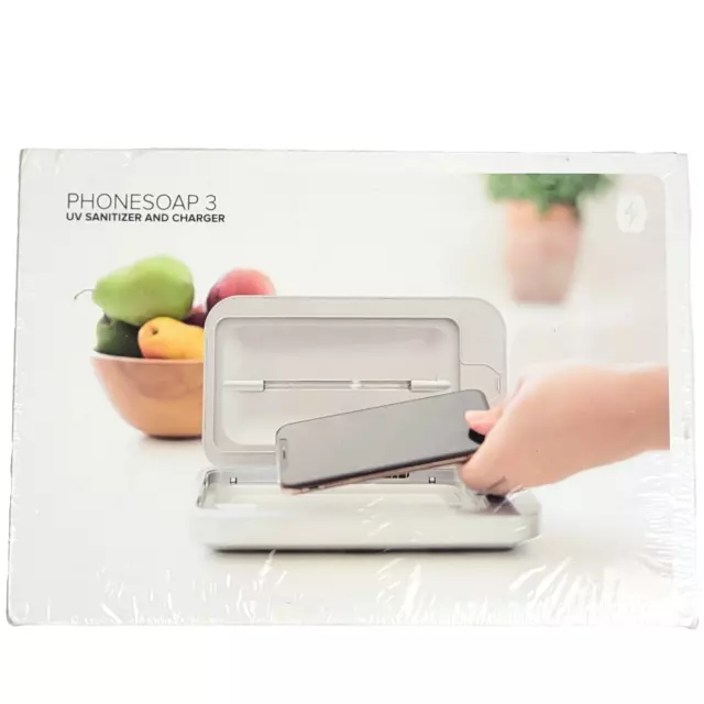 PhoneSoap 3 UV Cell Phone Sanitizer and Dual Universal Charger Silver New Sealed